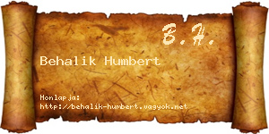 Behalik Humbert névjegykártya